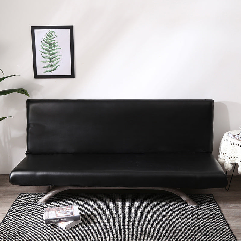 Funda de sofá cama clic clac de polipiel, Negro ónice, colocada en un sofá cama clic clac