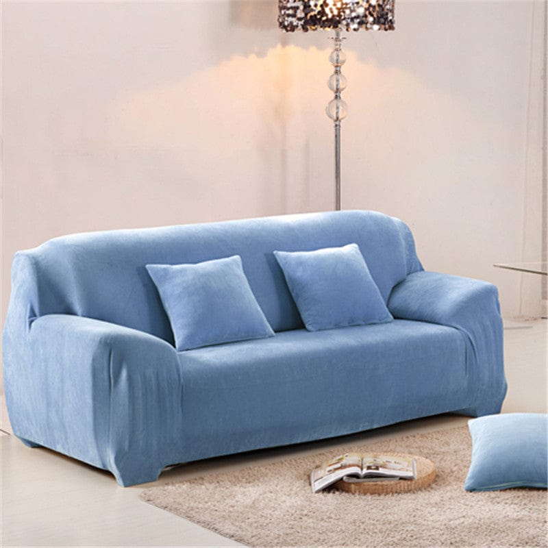 Azul claro - Fundas de terciopelo para sofás y sofás de esquina - La Casa de las Fundas