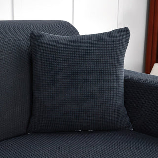 Funda de cojín repelente al agua 45 × 45 cm — 1 unidad, Gris, colocada en un sofá