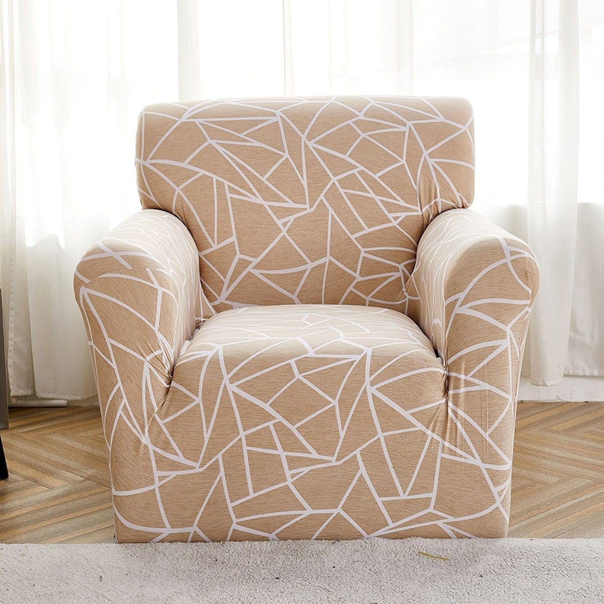 Funda de sillón elástica Beige gráfico