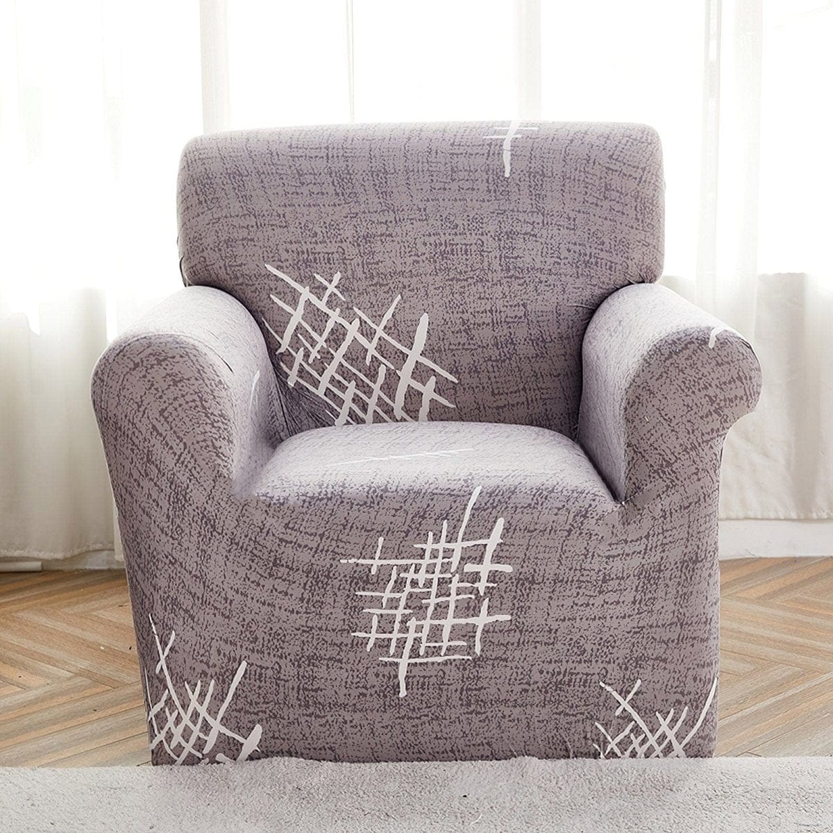 Funda de sillón elástica Gris entrecruzado