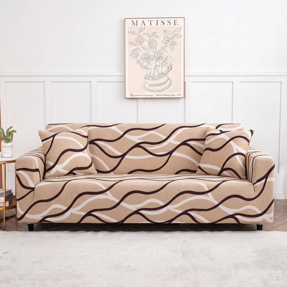 Funda de sofá elástica Beige ondas