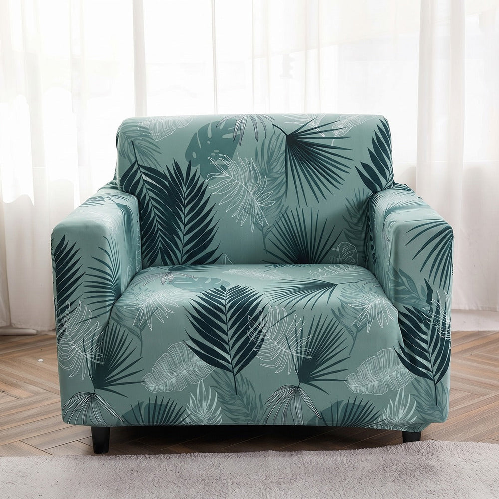 Funda de sillón elástica Verde palmas