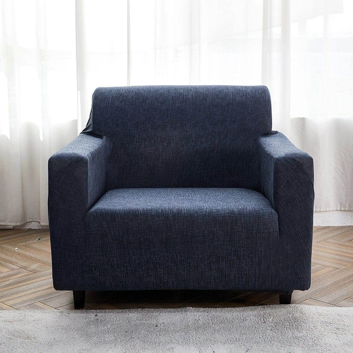 Funda de sillón elástica Azul marino jaspeado