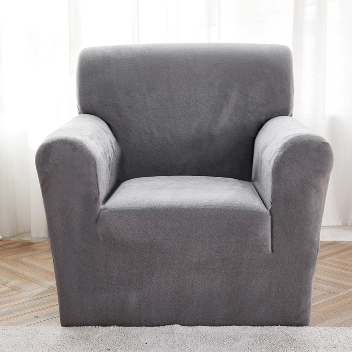 Funda de sillón de terciopelo Gris estaño