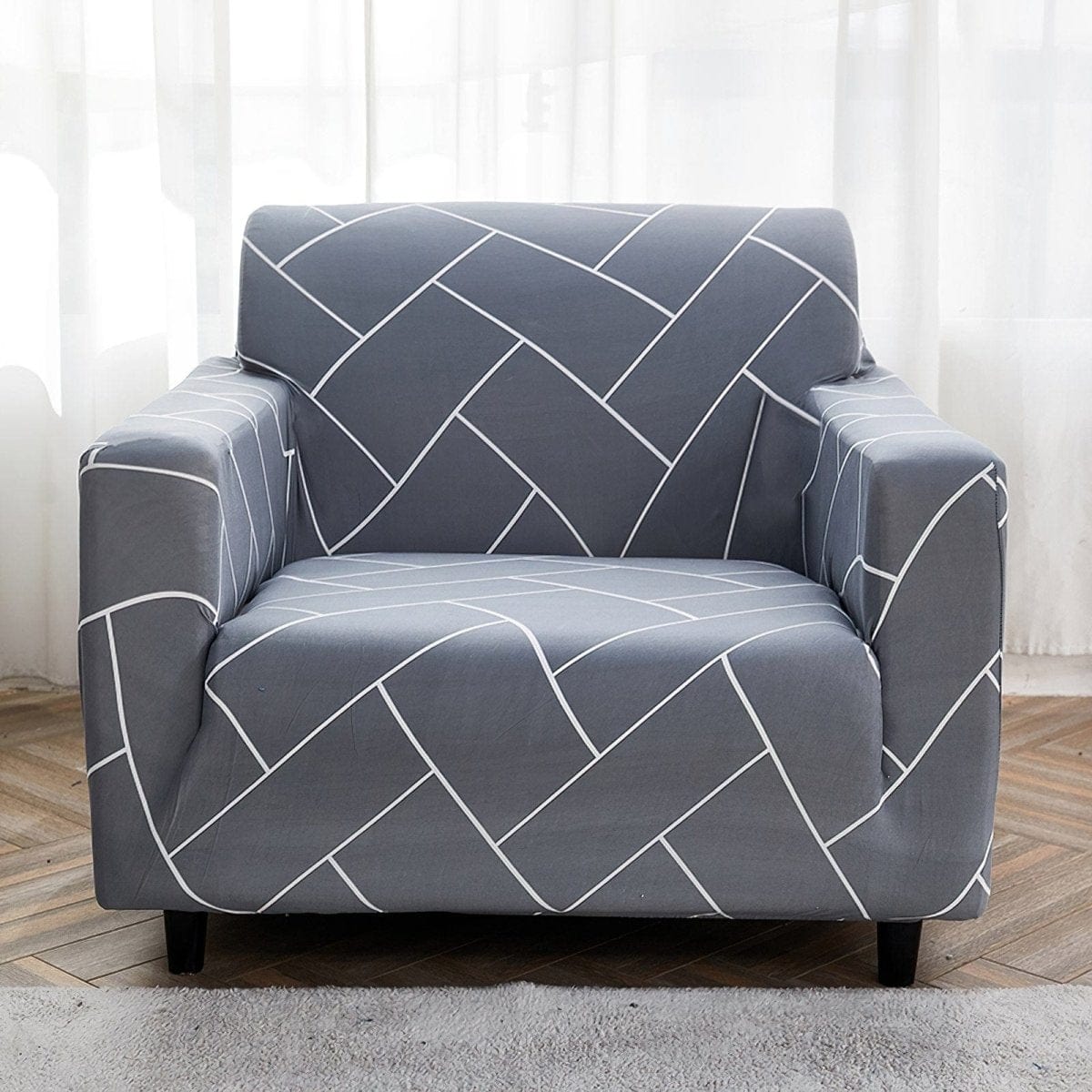 Funda de sillón elástica Gris chevrón