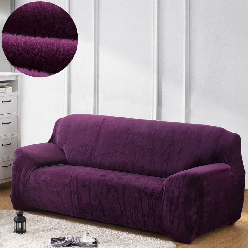 Púrpura - Fundas de terciopelo para sofás y sofás de esquina - La Casa de las Fundas Una plaza (90-140 CM)