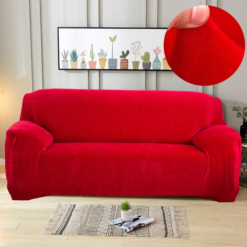 Rojo - Fundas de terciopelo para sofás y sofás de esquina - La Casa de las Fundas