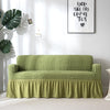Verde - Funda estilo falda con volante para sofás y sofás de esquina - La Casa de las Fundas Una plaza (70-120 CM)