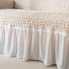 Blanco roto - Funda estilo falda con volante para sofás y sofás de esquina - La Casa de las Fundas