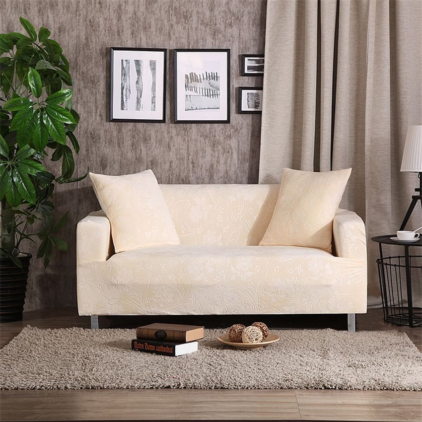 Blanco roto - Fundas de terciopelo en relieve para sofás y sofás de esquina - La Casa de las Fundas Una plaza (90-140 CM)